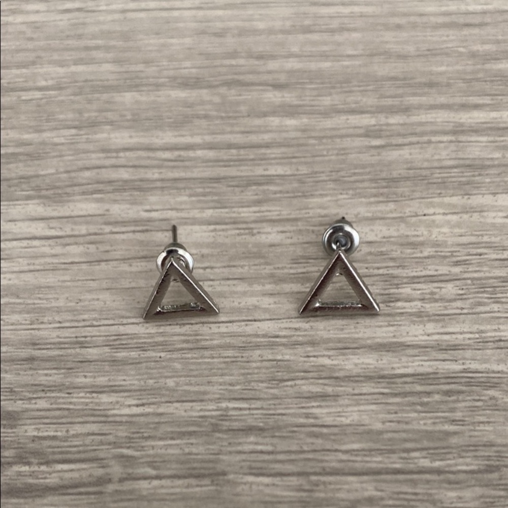 Silver Triangle Stud Earrings